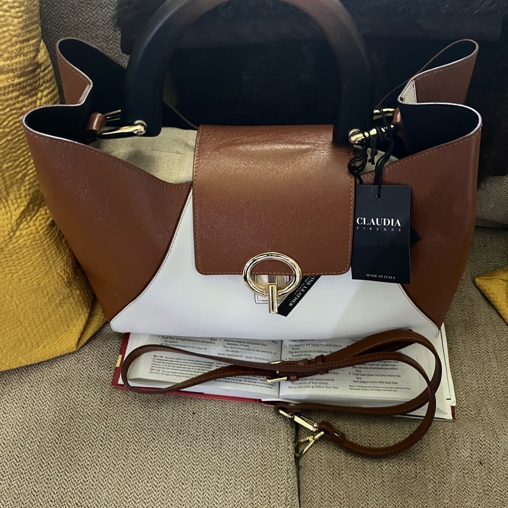 Claudia Firenze Brown and White Satchel